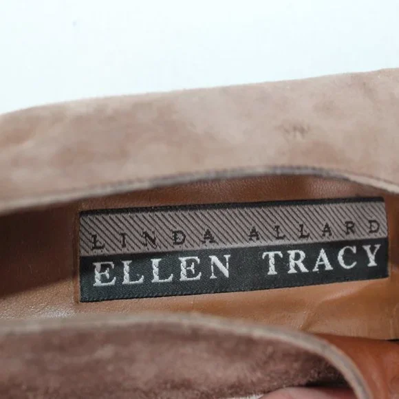 Ellen Tracy Womens Sz 10 Linda Allard Brown Suede Block Heeled Pointed Toes #135 - Picture 9 of 11